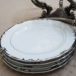 Gold China 4 Baronet (Platinum Trim) Bread Plates